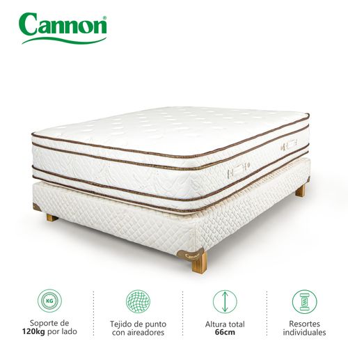 Colchón y Sommier 2 1/2 PLAZAS (150 X 190 cm) Cannon Sublime Europillow Top