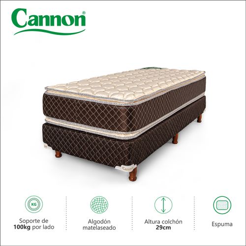 Colchón y Sommier TWIN (100 X 190 cm) Cannon Exclusive Pillow Top