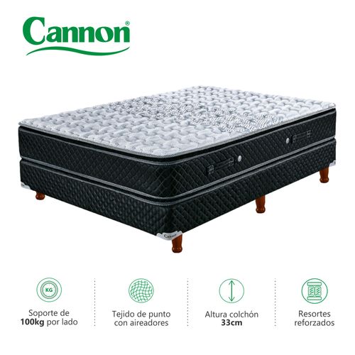 Colchón y Sommier 2 1/2 PLAZAS (140 X 190 cm) Cannon Doral Pillow Top