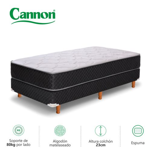 Colchón y Sommier 1 PLAZA (80 X 190 cm) Cannon Princess 23
