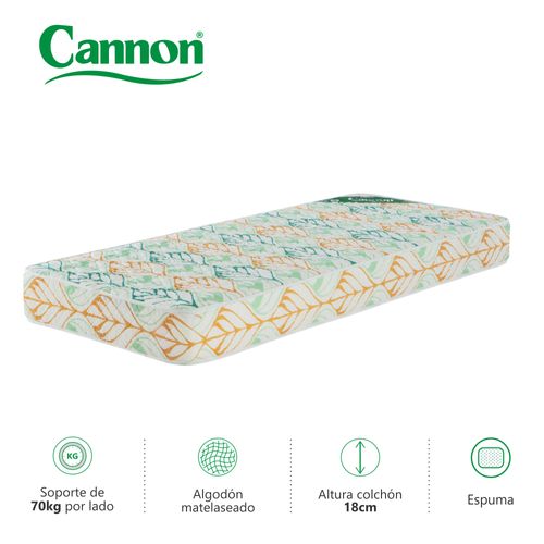 Colchon 1 PLAZA (80 x 190 x 18 cm) Cannon Tropical