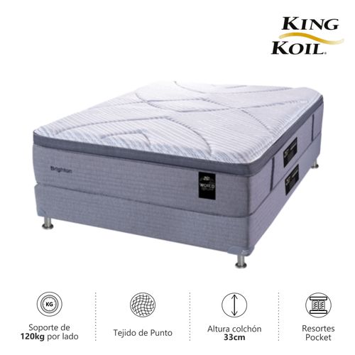 Colchón y Sommier 2 1/2 PLAZAS (140 X 190 cm) Brighton King Koil