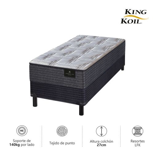 Colchon y Sommier 1 Plaza ( 80 x 190 cm ) Kingkoil XL