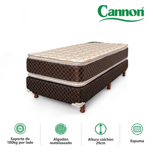 Colchón y Sommier TWIN (100 X 190 cm) Cannon Exclusive Pillow Top