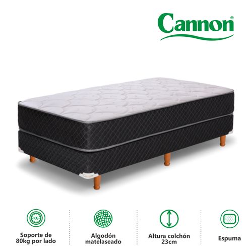 Colchón y Sommier 1 PLAZA (80 X 190 cm) Cannon Princess 23