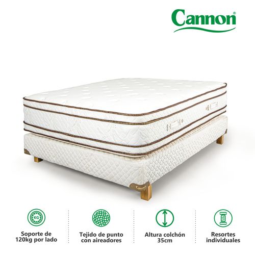 Colchón y Sommier 2 1/2 PLAZAS (150 X 190 cm) Cannon Sublime Europillow Top