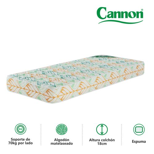 Colchon 1 PLAZA (80 x 190 x 18 cm) Cannon Tropical