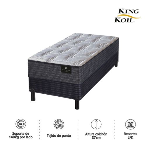 Colchon y Sommier 1 Plaza ( 80 x 190 cm ) Kingkoil XL
