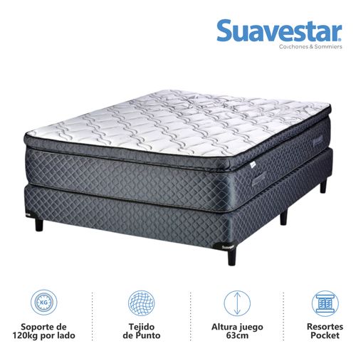 Colchón y Sommier 2 1/2 PLAZAS (140 X 190 cm) Perseus Suavestar