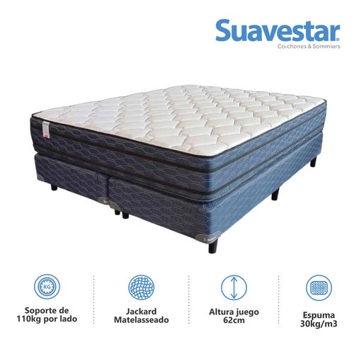Colchón y Sommier QUEEN SIZE (160 X 200 cm) Rockstar Euro Pillow Suavestar