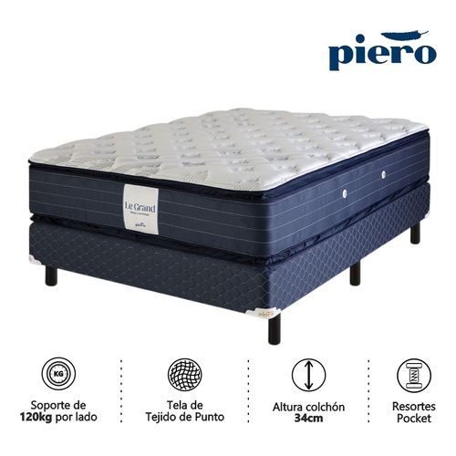 Sommier y Colchón 2 1/2 PLAZAS (140 X 190 cm) Piero Le Grand II Pillow Top